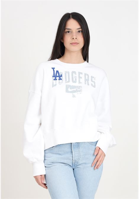 White women's crewneck sweatshirt with LA DOOGERS team print NIKE | 01D7-007P-LD-Q2MWHITE/RUSH BLUE